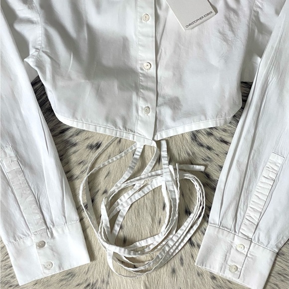 CHRISTOPHER ESBER CROPPED COTTON WRAP TOP, SZ AUS/8 US/4 WHITE - Picture 10 of 16